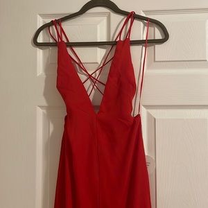 NEW WITH TAGS Sexy Low Back Red Dress with Slit
